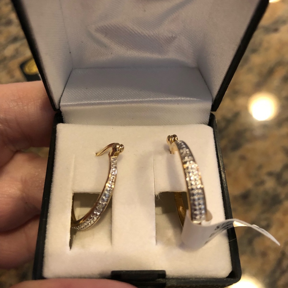 Diamond accent hoop earrings